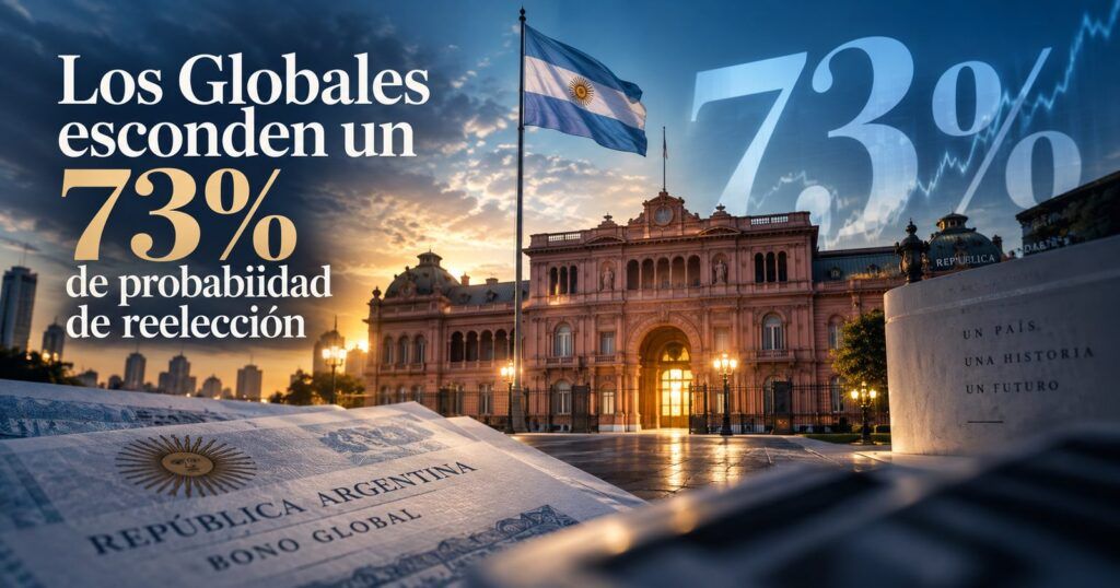 Bono Global de la República Argentina frente a la Casa Rosada, con la probabilidad de reelección implícita en el precio
